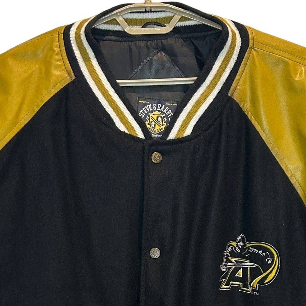 Steve & Barrys Varsity Jacket XXXL Mens Black Gold Army Black Knights Wool Blend